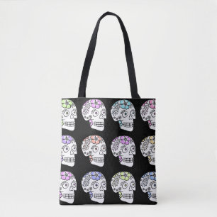 Bolsa Tote Crânios De Açúcar Com Flores