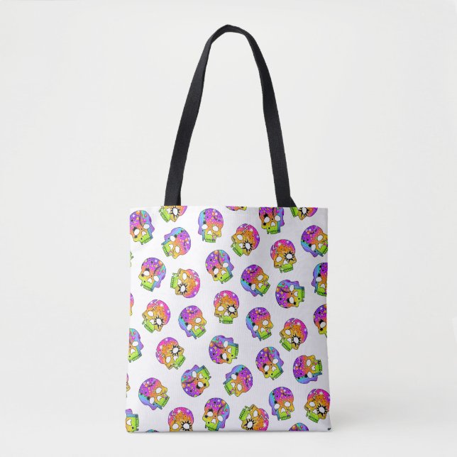 BOLSA TOTE CRÂNIOS DO AÇÚCAR DO DIA DAS BRUXAS (Frente)