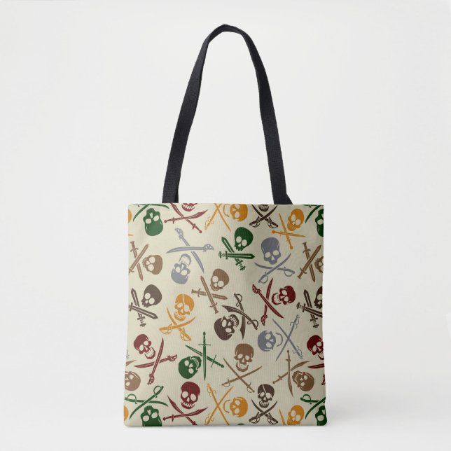 Bolsa Tote Crânios do pirata com espadas cruzadas (Frente)