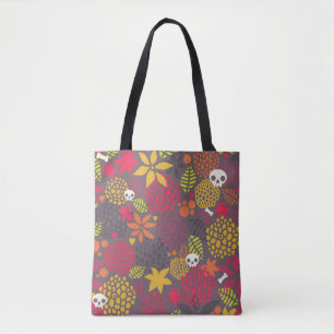 Bolsa Tote Crânios e flores