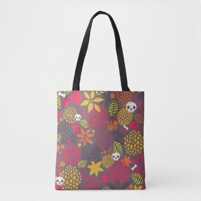 Bolsa Tote Crânios e flores (Frente)