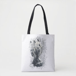 Bolsa Tote Crânios Mão Corvos Arte Gótica Sombria