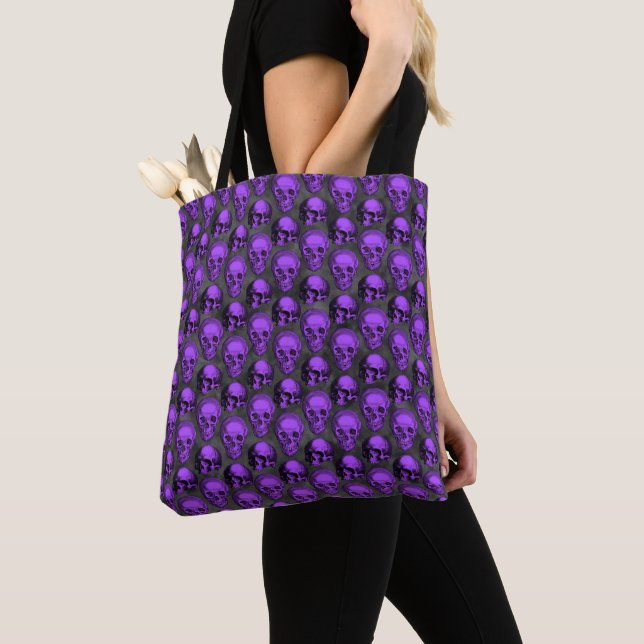 Bolsa Tote Crânios Roxos e Série de Girassóis Design 1  (Close Up)