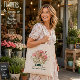 Bolsa Tote Cravo de Dragona Personalizado Flor de Nascimento
