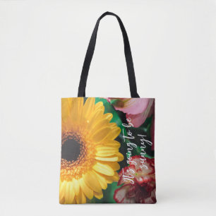 Bolsa Tote Cravos e gerbera amarela