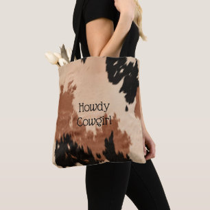 Bolsa Tote Cream Brown Cowhide