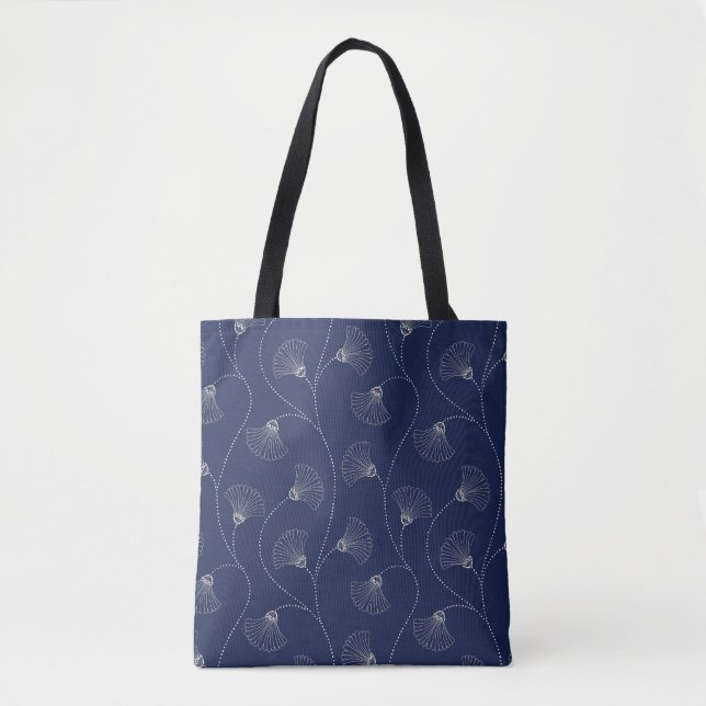 Bolsa Tote Cream Floral Art Nouveau Indigo (Frente)