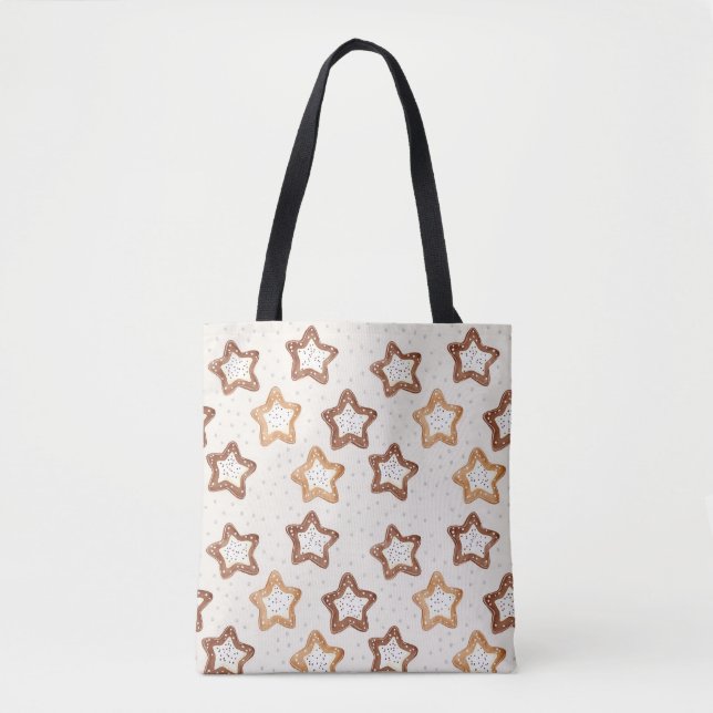 Bolsa Tote Cream White Stars Natal (Frente)