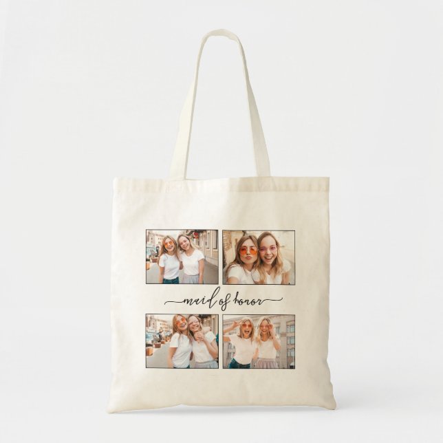 Bolsa Tote Create Personalized Photo Collage Maid of Honor (Frente)