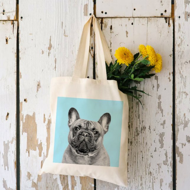 Bolsa Tote Create Your Own Pet Portrait | Black and White  (Criador carregado)