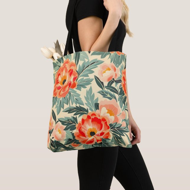 Bolsa Tote Cremage Peach Blossom Watercolor (Close Up)