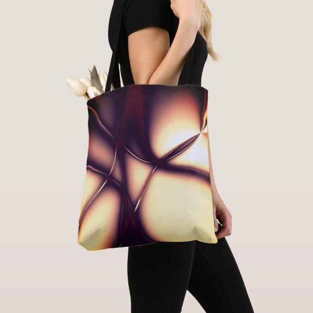 Bolsa Tote Creme bege queimado sob linha brilhante parece cor (Close Up)