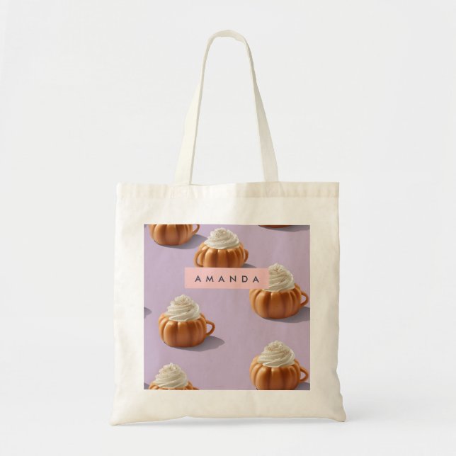 Bolsa Tote Creme chicoteado de Abóbora de outono Personalizad (Frente)