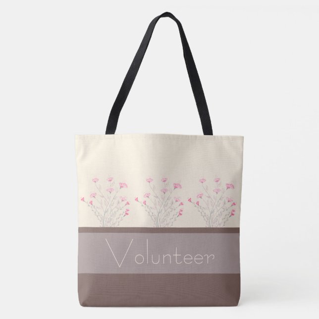 Bolsa Tote Creme com Floral Rosa (Frente)