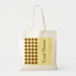 Bolsa Tote Creme de Açúcar Castanho Pontos Neutros com texto