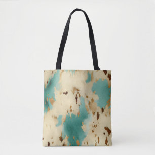 Bolsa Tote Creme Dourado Turquoise Cowhide Animal