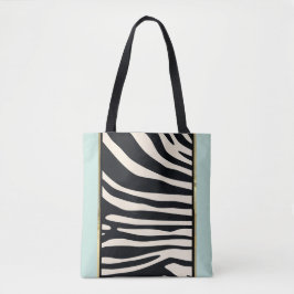 Bolsa Tote Creme, horta verde e zebra preta