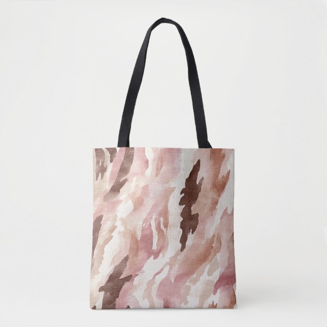 Bolsa Tote Creme Rosa Chocolate Castanho Abstrato Natal (Frente)
