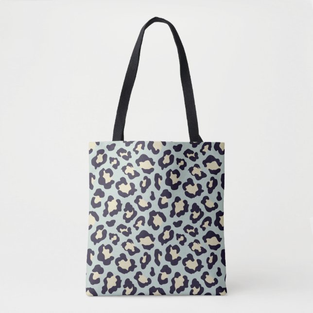 Bolsa Tote Creme, verde-menta e impressão-leopardo-negra (Frente)