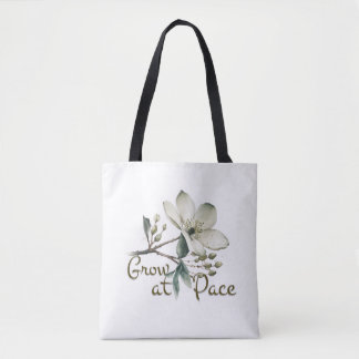 Bolsa Tote Cresça no Ritmo Elegante Flor Botânica em Aquarela