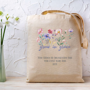 Bolsa Tote Crescer em Grace Wildflower Bíblia Personalizada