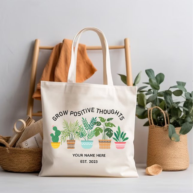 Bolsa Tote Crescer Pensamentos Positivos, Sensibilização Para (Grow Positive Thoughts, Mental Health Awareness Tote Bag)
