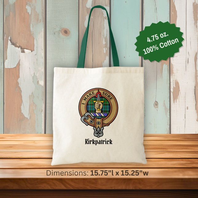 Bolsa Tote Crestão do Clã Kirkpatrick sobre Tartan (Criador carregado)