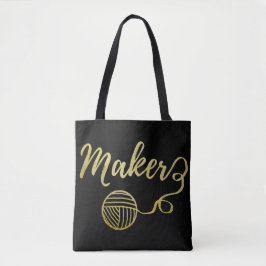 Bolsa Tote Criador ・ Yarn & Artesanatos Typografia Faux Doura