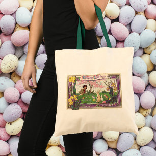 Bolsa Tote Criança Antiga em uma Caça aos Ovos de Páscoa com