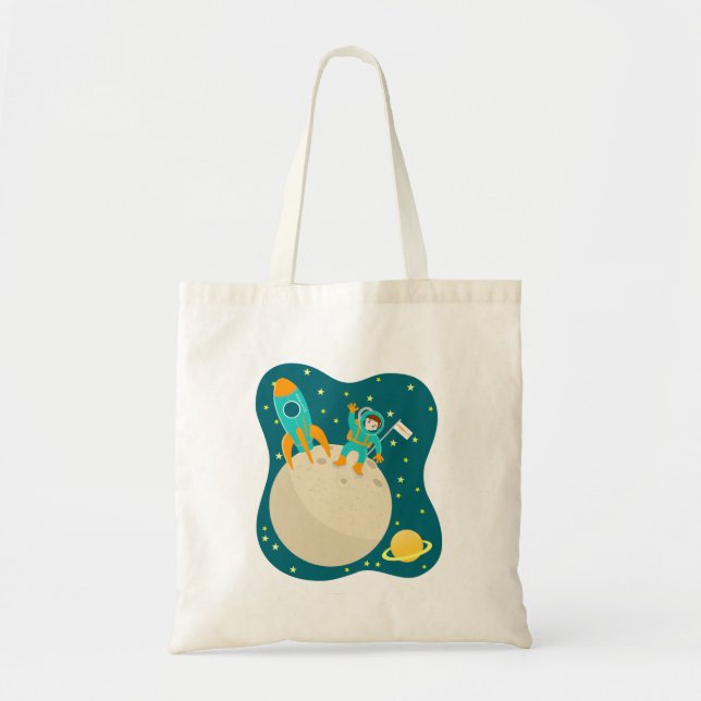 Bolsa Tote Criança astronauta na festa de aniversário da lua (Frente)