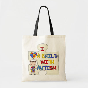 Bolsa Tote Criança com a menina triguenha 2 do autismo