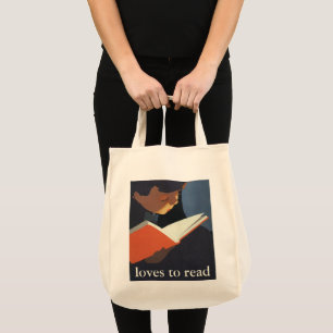 Bolsa Tote Criança do vintage que lê um livro da biblioteca