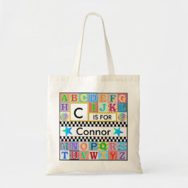 Bolsa Tote Crianças, Alphabet Art School Blue Star