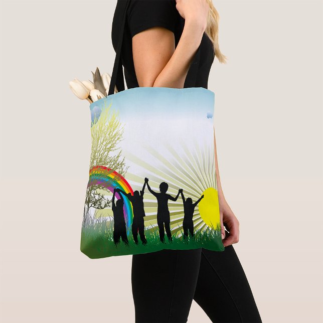 Bolsa Tote Crianças Arco-íris do Nascer do Sol (Criador carregado)