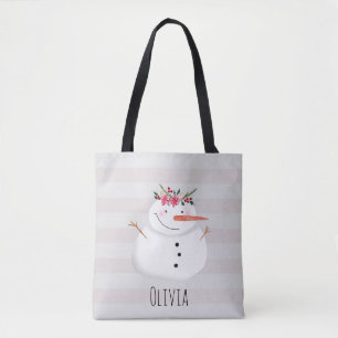 Bolsa Tote Crianças Bonitas e Festivas Flores de Natal