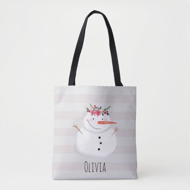 Bolsa Tote Crianças Bonitas e Festivas Flores de Natal (Frente)