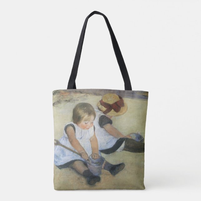Bolsa Tote Crianças brincando na praia por Mary Cassatt (Verso)