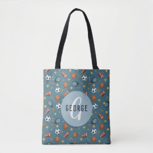Bolsa Tote Crianças de Futebol Azul, Cute,
