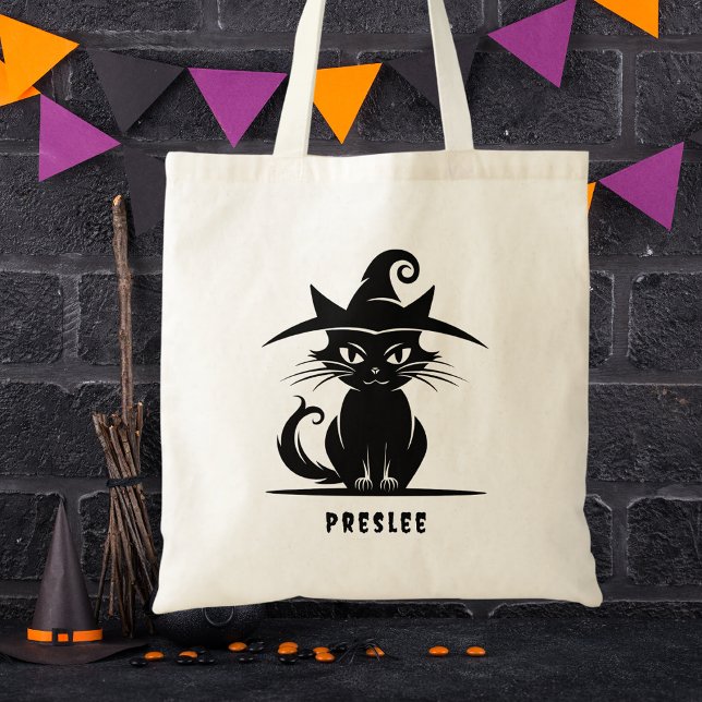 Bolsa Tote Crianças de Gatos Pretos do Dia das Bruxas, em Pre (Criador carregado)