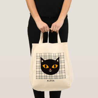 Bolsa Tote Crianças de Halloween picam ou tratam gato preto