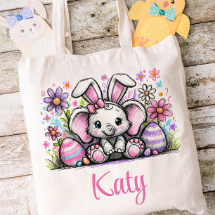 Bolsa Tote Crianças de páscoa Nome Girls Bunny Elephant