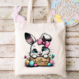 Bolsa Tote Crianças de páscoa Nome Raparigas Coelhinhos