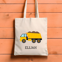 Bolsa Tote Crianças do caminhão de lixo amarelo Construção pe