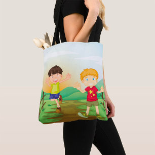 Bolsa Tote Crianças Felizes Brincando ao Ar Livre