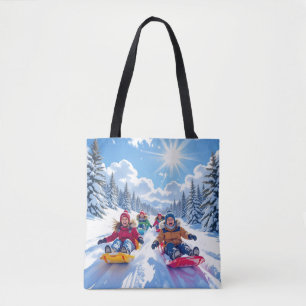 Bolsa Tote Crianças Gleefully Dormindo Diversão de Inverno