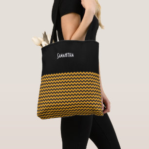 Bolsa Tote Crianças Halloween Chevron Orange Black