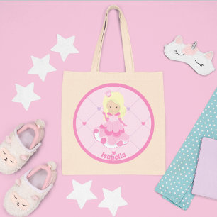 Bolsa Tote Crianças Meninas Personalizadas da Princesa Rosa 