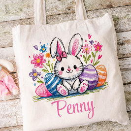 Bolsa Tote Crianças páscoas Nomes Raparigas Coelho Coelho Coe