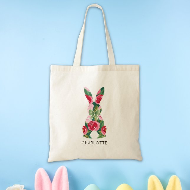Bolsa Tote Crianças Personalizadas Coelhinho de Tote para Men (Personalized Kids Easter Bunny Tote Bag for Girls)