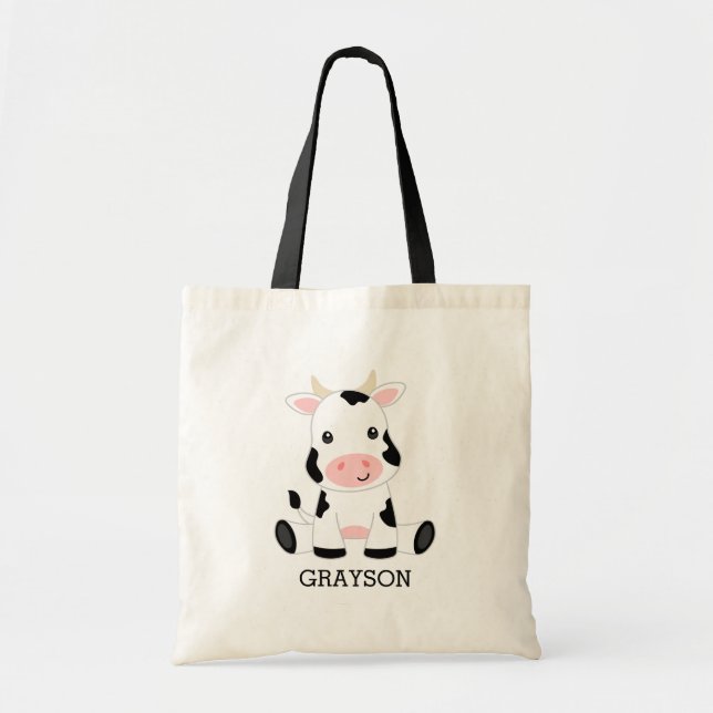 Bolsa Tote Crianças Personalizadas De Vaca Bela (Frente)